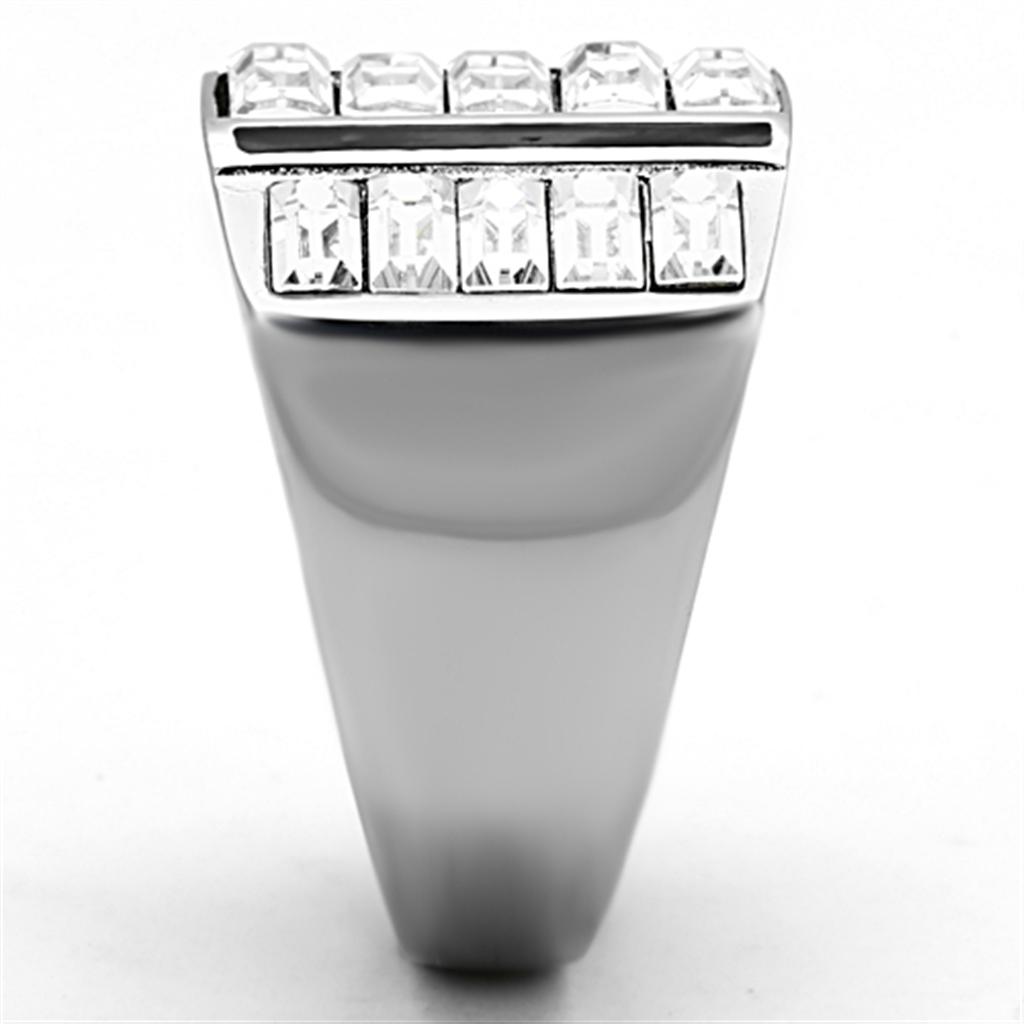 MATK1185 - High polished (no plating) Stainless Steel Ring with Top Grade Crystal in Clear