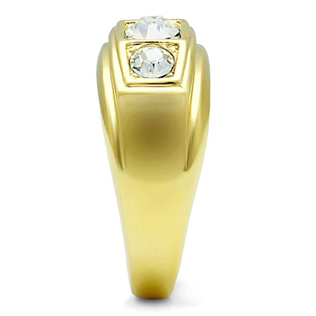 MATK119G - IP Gold(Ion Plating) Stainless Steel Ring with Top Grade Crystal in Clear