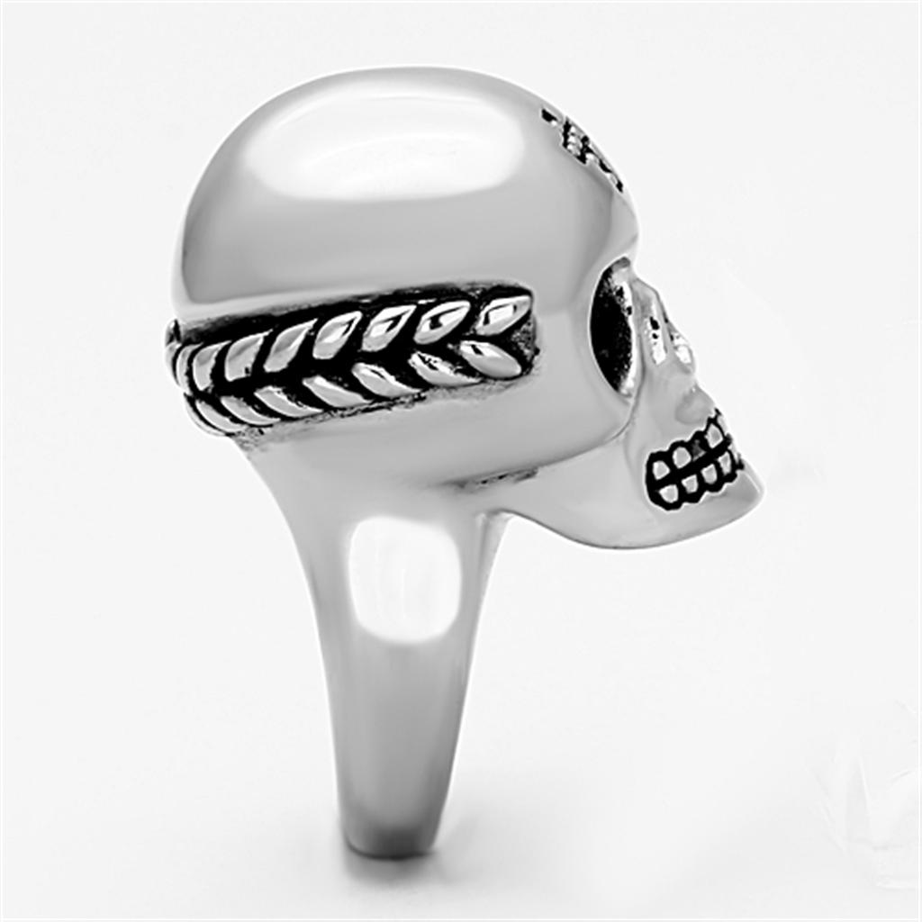 MATK1202 - High polished (no plating) Stainless Steel Ring with Epoxy in Jet