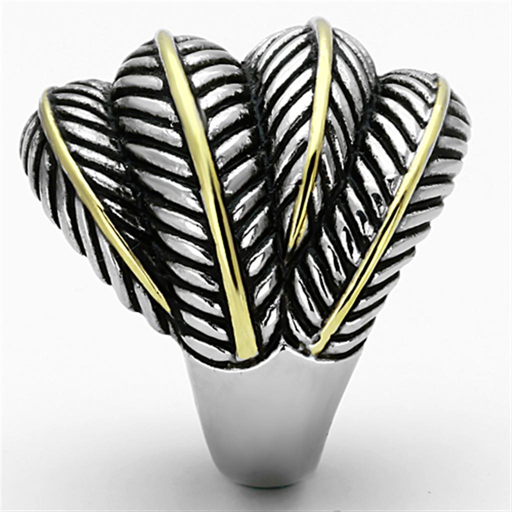 MATK1209 - Two-Tone IP Gold (Ion Plating) Stainless Steel Ring with Epoxy in Jet