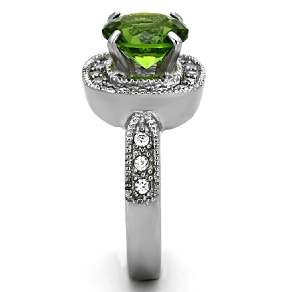 MATK1227 - High polished (no plating) Stainless Steel Ring with Synthetic Synthetic Glass in Peridot