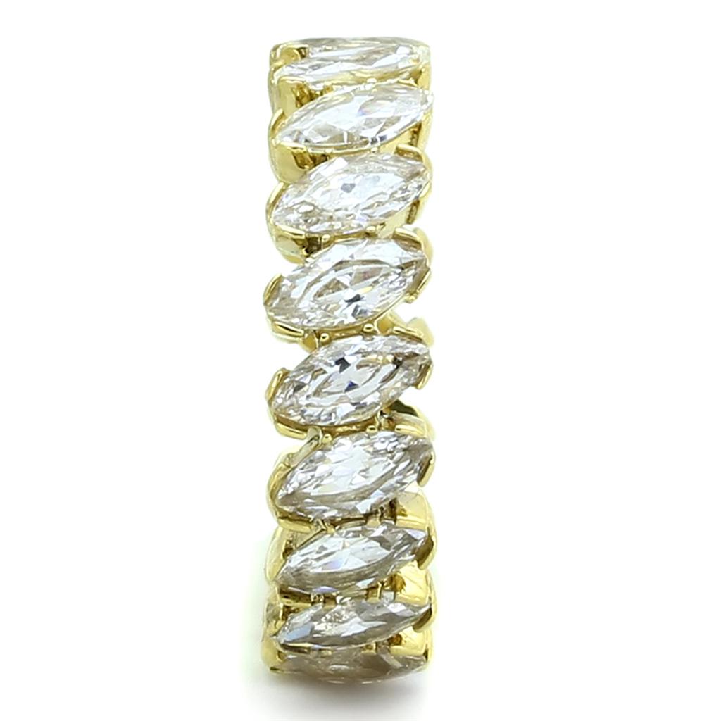 MATK1234 - IP Gold(Ion Plating) Stainless Steel Ring with AAA Grade CZ in Clear