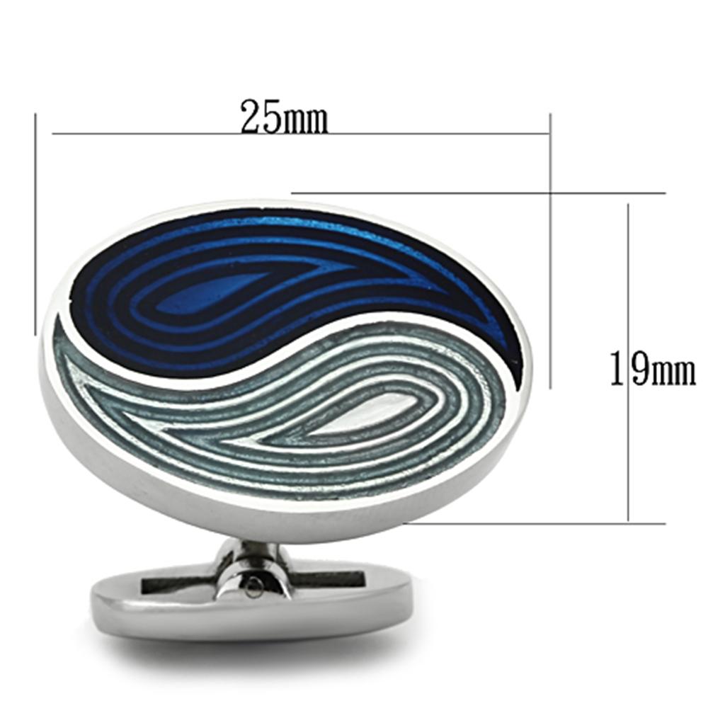 MATK1240 - High polished (no plating) Stainless Steel Cufflink with Epoxy in Multi Color