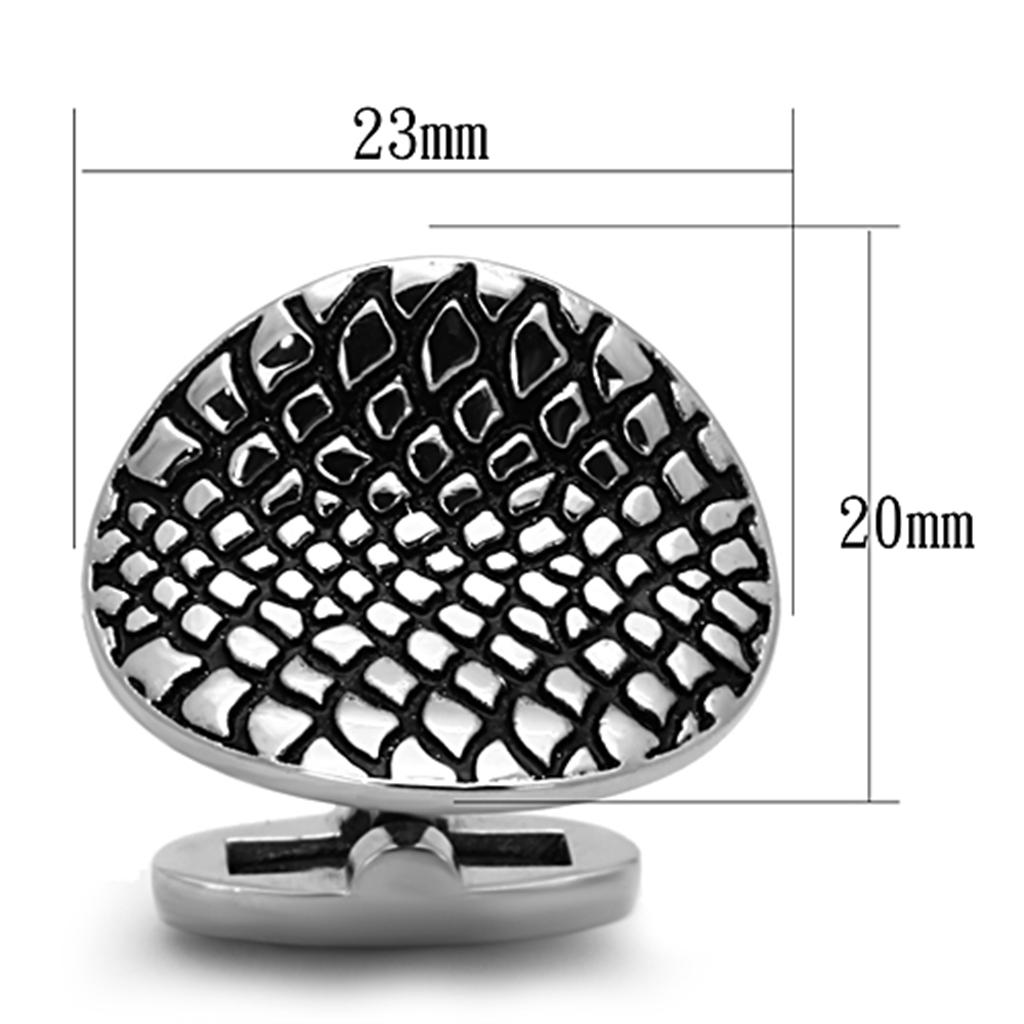 MATK1258 - High polished (no plating) Stainless Steel Cufflink with Epoxy in Jet