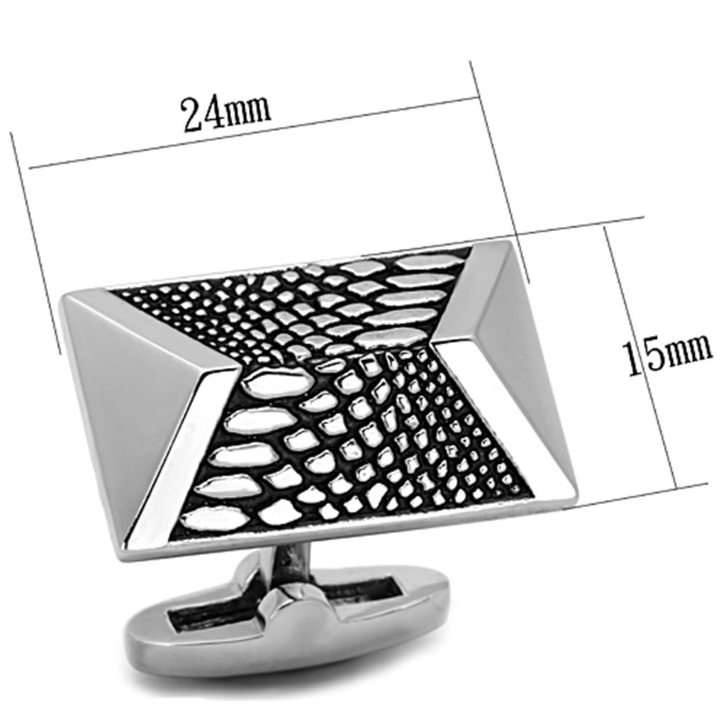 MATK1259 - High polished (no plating) Stainless Steel Cufflink with Epoxy in Jet
