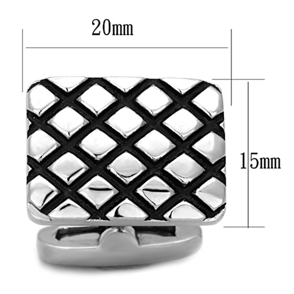 MATK1266 - High polished (no plating) Stainless Steel Cufflink with Epoxy in Jet