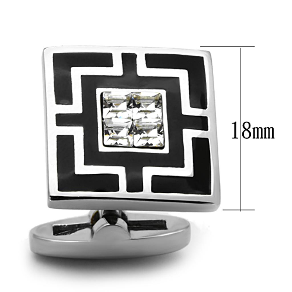 MATK1267 - High polished (no plating) Stainless Steel Cufflink with Top Grade Crystal in Clear