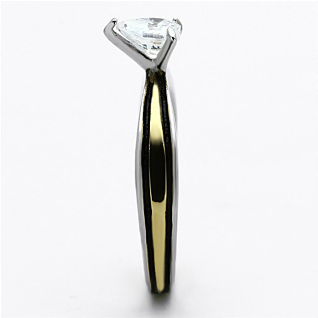 MATK1283 - Two-Tone IP Gold (Ion Plating) Stainless Steel Ring with AAA Grade CZ in Clear