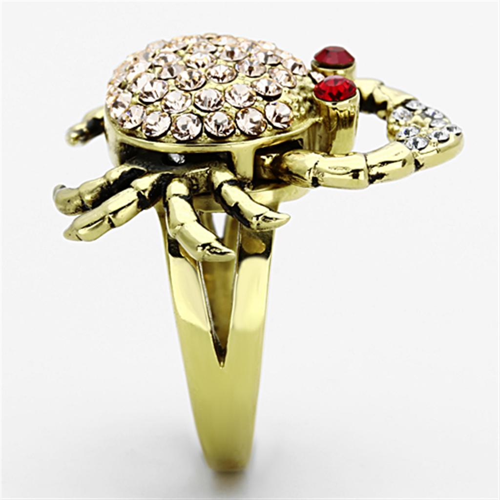 MATK1290 - IP Gold(Ion Plating) Stainless Steel Ring with Top Grade Crystal in Multi Color