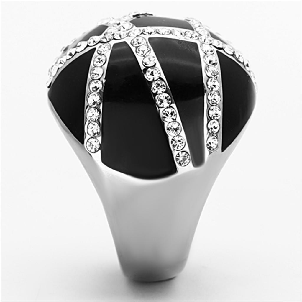 MATK1306 - High polished (no plating) Stainless Steel Ring with Top Grade Crystal in Clear
