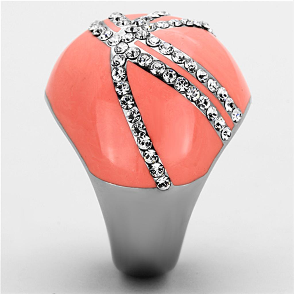 MATK1307 - High polished (no plating) Stainless Steel Ring with Top Grade Crystal in Clear