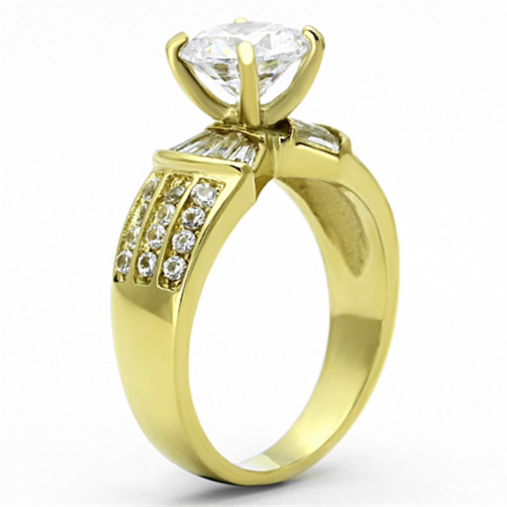 MATK1323 - IP Gold(Ion Plating) Stainless Steel Ring with AAA Grade CZ in Clear