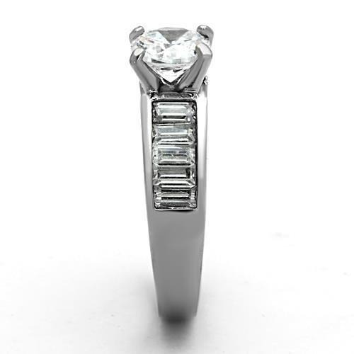 MATK1332 - High polished (no plating) Stainless Steel Ring with AAA Grade CZ in Clear