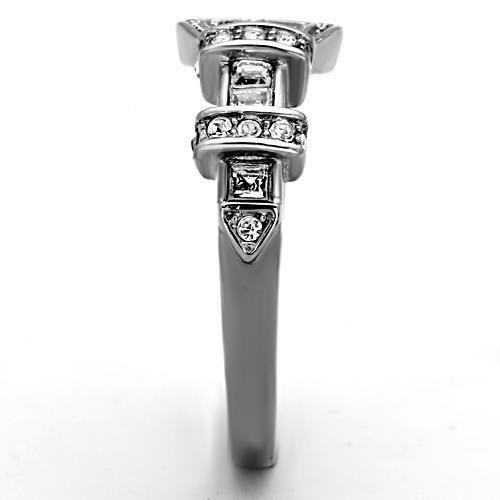MATK1334 - High polished (no plating) Stainless Steel Ring with Top Grade Crystal in Clear
