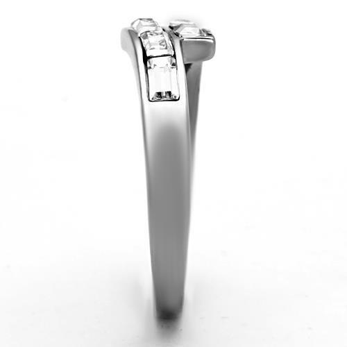 MATK1335 - High polished (no plating) Stainless Steel Ring with Top Grade Crystal in Clear
