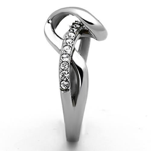 MATK1341 - High polished (no plating) Stainless Steel Ring with Top Grade Crystal in Clear