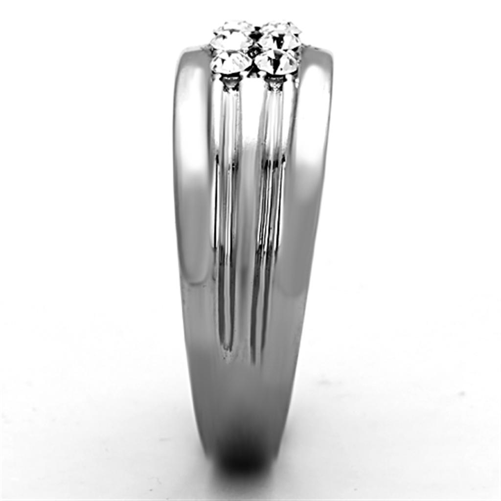 MATK1357 - High polished (no plating) Stainless Steel Ring with Top Grade Crystal in Clear