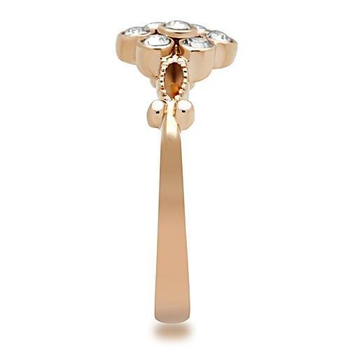MATK1378 - IP Rose Gold(Ion Plating) Stainless Steel Ring with Top Grade Crystal in Clear