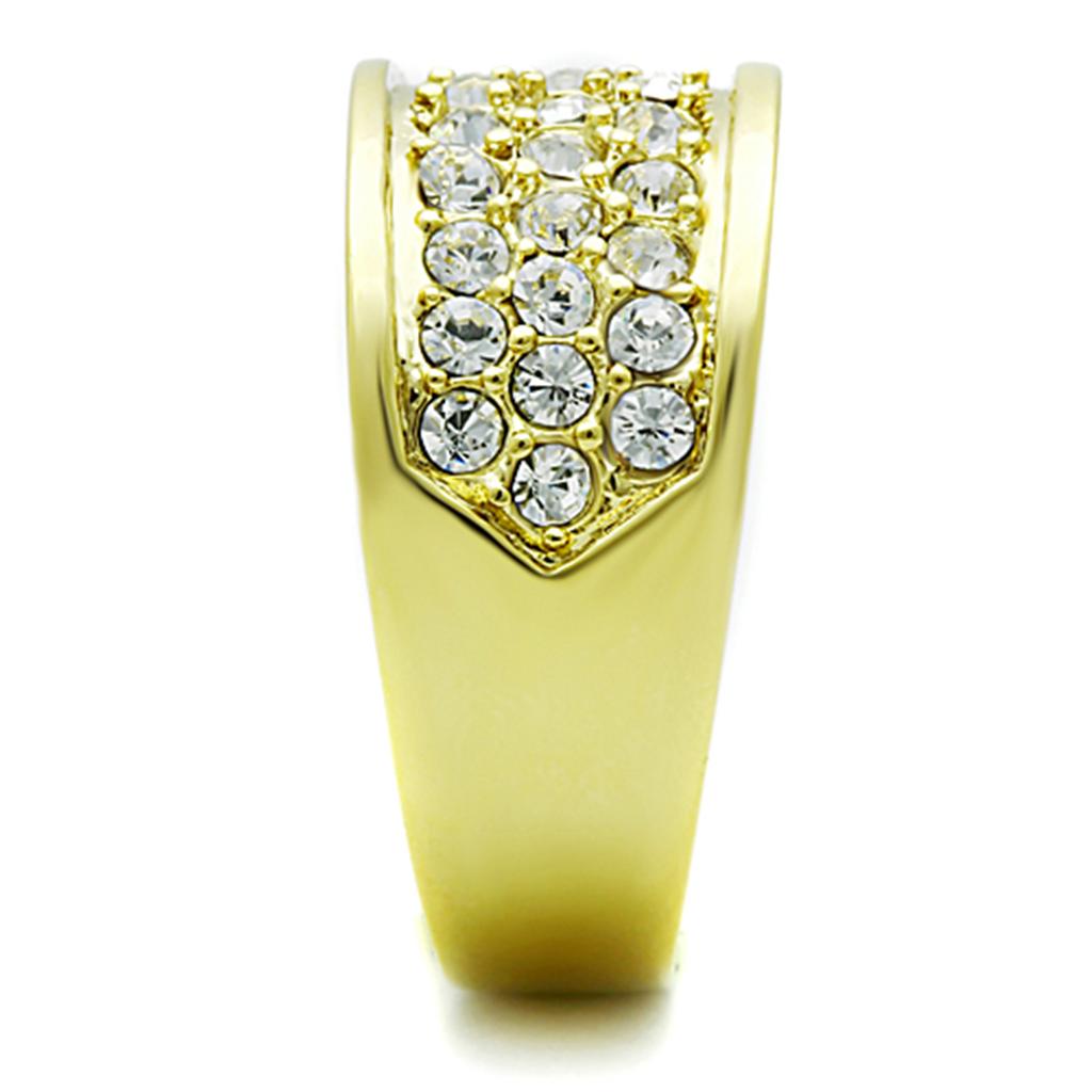 MATK1385 - IP Gold(Ion Plating) Stainless Steel Ring with Top Grade Crystal in Clear