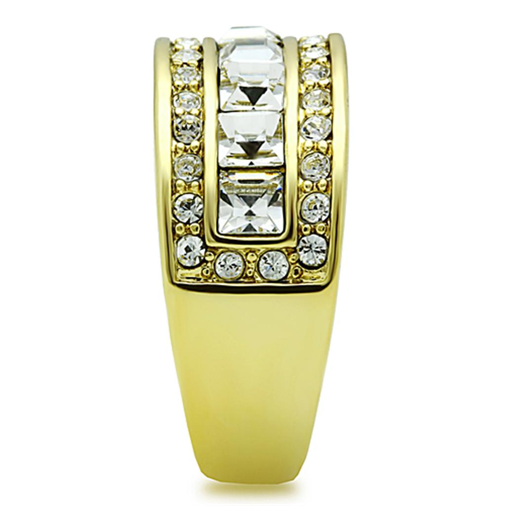 MATK1386 - IP Gold(Ion Plating) Stainless Steel Ring with Top Grade Crystal in Clear