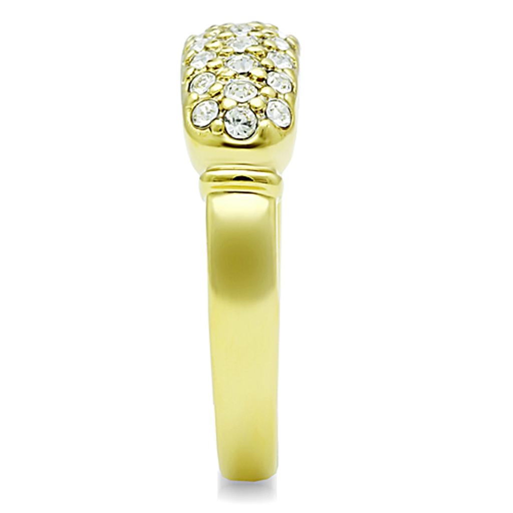 MATK1389 - IP Gold(Ion Plating) Stainless Steel Ring with Top Grade Crystal in Clear