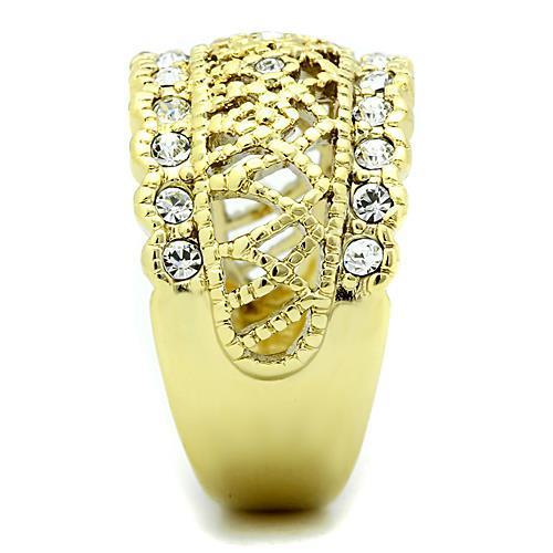 MATK1393 - IP Gold(Ion Plating) Stainless Steel Ring with Top Grade Crystal in Clear