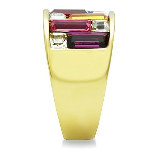 MATK1397 - IP Gold(Ion Plating) Stainless Steel Ring with Top Grade Crystal in Multi Color