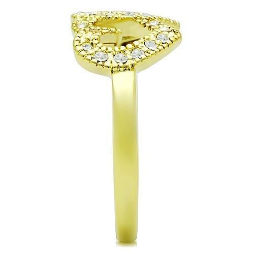 MATK1398 - IP Gold(Ion Plating) Stainless Steel Ring with Top Grade Crystal in Clear