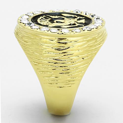 MATK1404 IP Gold(Ion Plating) Stainless Steel Ring with Top Grade Crystal in Clear