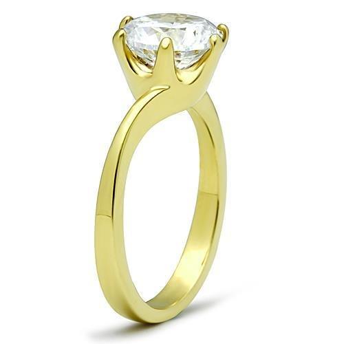 MATK1406 - IP Gold(Ion Plating) Stainless Steel Ring with AAA Grade CZ in Clear