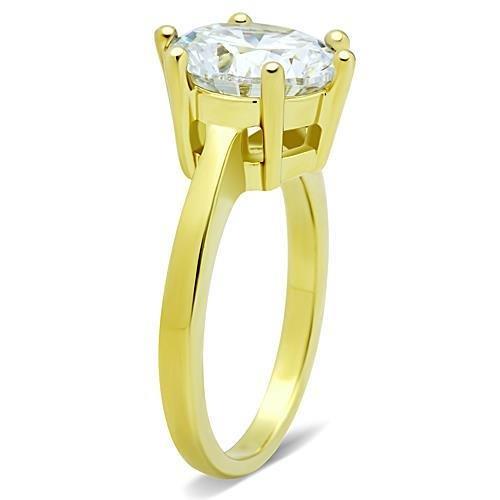 MATK1407 - IP Gold(Ion Plating) Stainless Steel Ring with AAA Grade CZ in Clear