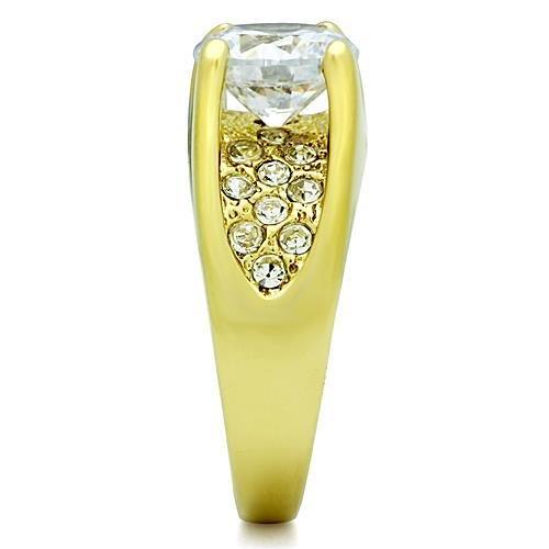 MATK1411 - IP Gold(Ion Plating) Stainless Steel Ring with AAA Grade CZ in Clear