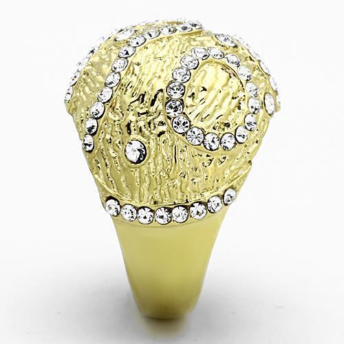 MATK1419 - IP Gold(Ion Plating) Stainless Steel Ring with Top Grade Crystal in Clear