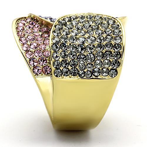 MATK1420 - IP Gold(Ion Plating) Stainless Steel Ring with Top Grade Crystal in Multi Color
