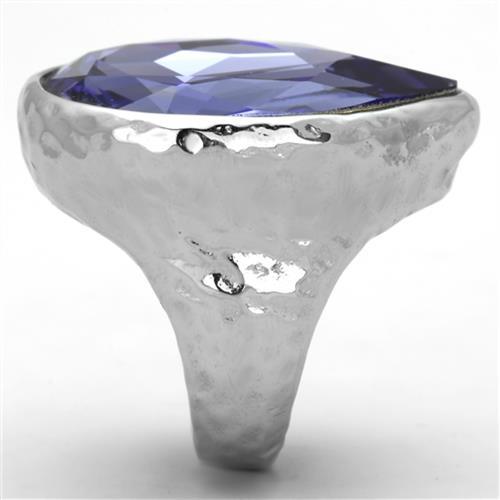 MATK1426 - High polished (no plating) Stainless Steel Ring with Top Grade Crystal in Tanzanite