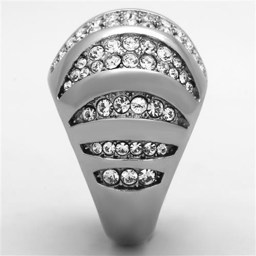 MATK1430 - High polished (no plating) Stainless Steel Ring with Top Grade Crystal in Clear