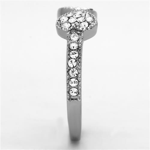 MATK1432 High polished (no plating) Stainless Steel Ring with Top Grade Crystal in Clear