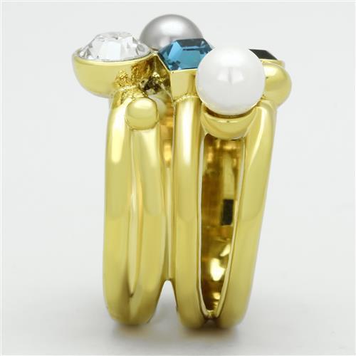MATK1440 - IP Gold(Ion Plating) Stainless Steel Ring with Synthetic Pearl in Multi Color