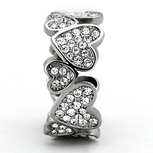 MATK1443 - High polished (no plating) Stainless Steel Ring with Top Grade Crystal in Clear