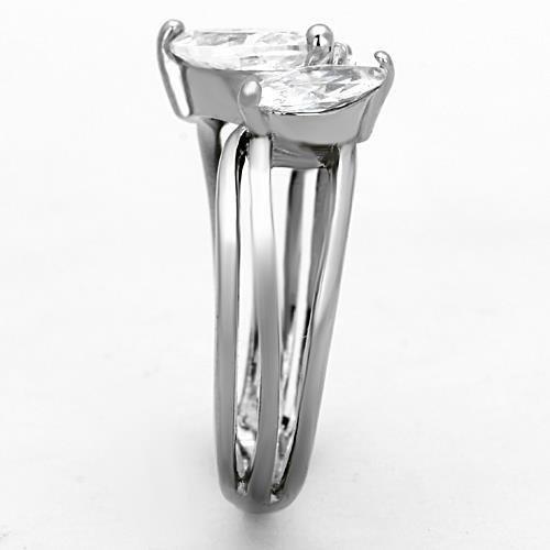 MATK1445 - High polished (no plating) Stainless Steel Ring with AAA Grade CZ in Clear