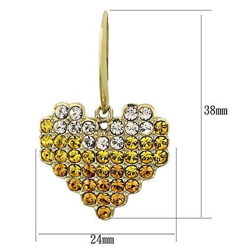 MATK1455 - IP Gold(Ion Plating) Stainless Steel Earrings with Top Grade Crystal in Multi Color