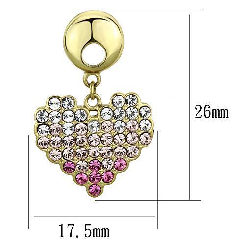 MATK1456 - IP Gold(Ion Plating) Stainless Steel Earrings with Top Grade Crystal in Multi Color