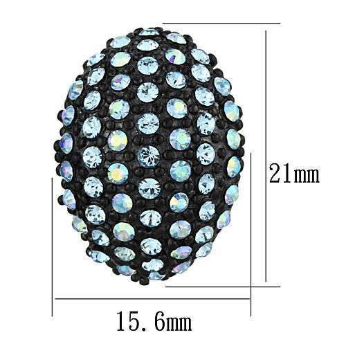 MATK1459 - IP Black(Ion Plating) Stainless Steel Earrings with Top Grade Crystal in Aquamarine AB