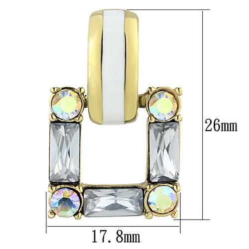 MATK1465 - IP Gold(Ion Plating) Stainless Steel Earrings with Top Grade Crystal in Clear