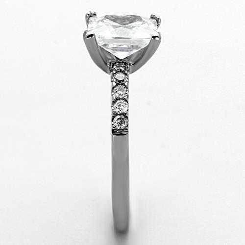 MATK1486 - High polished (no plating) Stainless Steel Ring with AAA Grade CZ in Clear