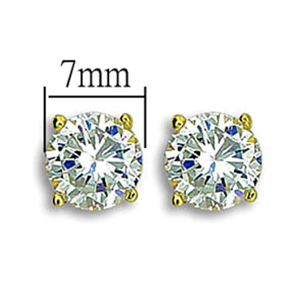 MATK1504 - IP Gold(Ion Plating) Stainless Steel Earrings with AAA Grade CZ in Clear