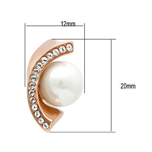 MATK1510 - IP Rose Gold(Ion Plating) Stainless Steel Earrings with Synthetic Pearl in White