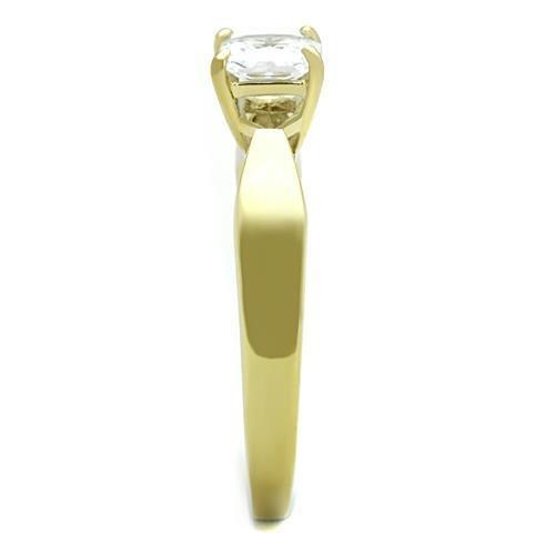 MATK1511 - IP Gold(Ion Plating) Stainless Steel Ring with AAA Grade CZ in Clear