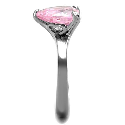 MATK1513 - High polished (no plating) Stainless Steel Ring with AAA Grade CZ in Rose