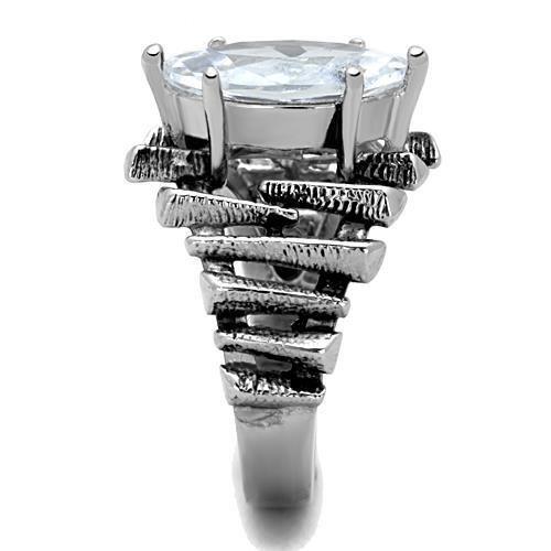 MATK1516 - High polished (no plating) Stainless Steel Ring with AAA Grade CZ in Clear